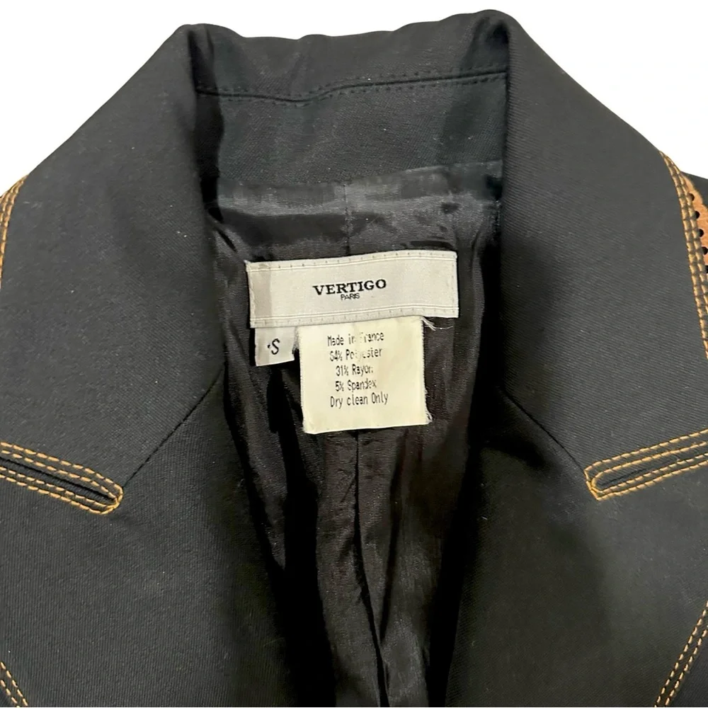 Vintage Tailored Black Blazer Size S Made in France French Chic Quiet Luxury EUC - Picture 4 of 10